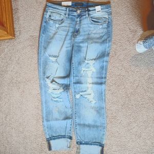 Judy Blue light colored with paint splash jeans.